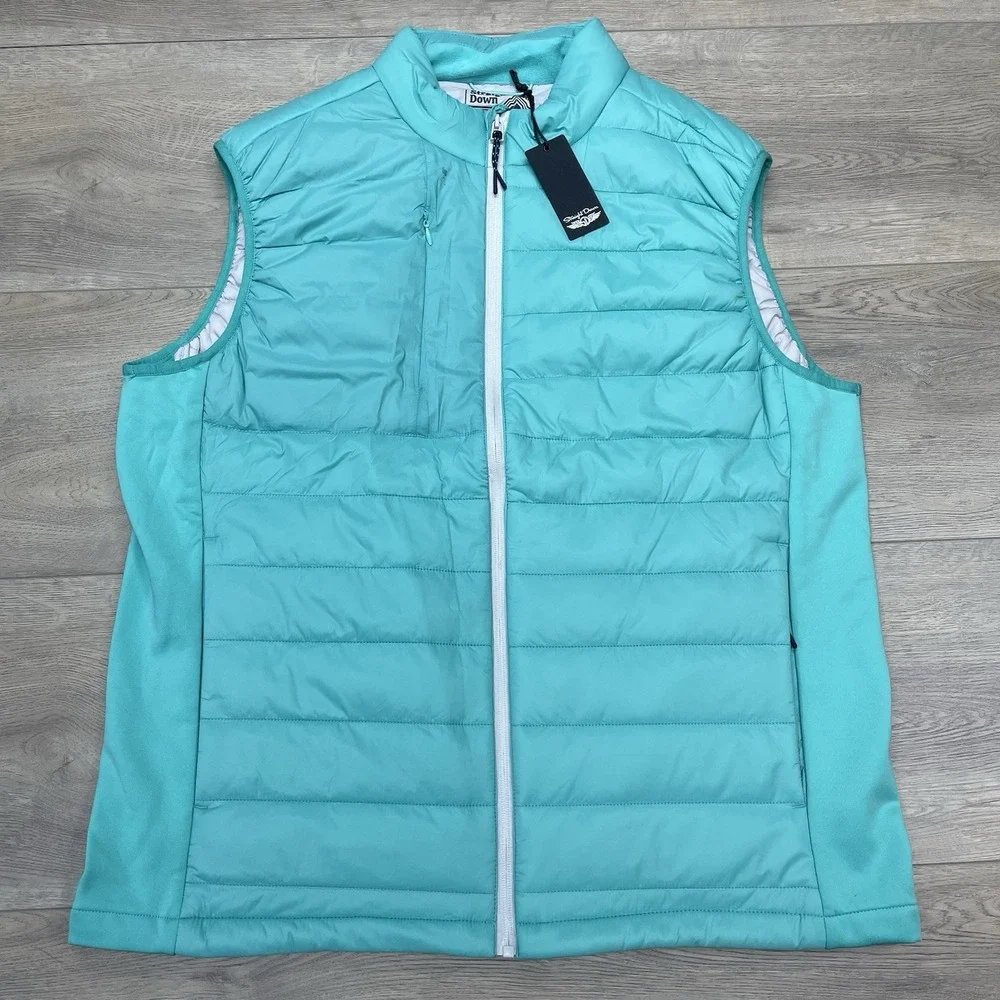 NWI Straight Down Alpha Vest Blue Teal Men Sz XL MARK STAIN Golf Puffer